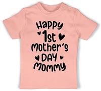 Baby T-Shirt Mädchen Jungen - Muttertag - Happy 1st Mother's Day Mommy schwarz - 12/18 Monate - Babyrosa - muttertagsstrampler muttertagsgeschenk Mother Shirt muttertagsgeschenke muttertags First