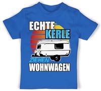 Baby T-Shirt Mädchen Jungen - Sprüche - Echte Kerle ziehen Wohnwagen - 18/24 Monate - Royalblau - Babykleidung mit sprüchen Spruch Camper Tshirt t-Shirts für Jungs spruche lustige babygeschenke