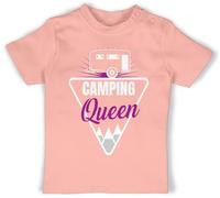 Baby T-Shirt Mädchen Jungen - Urlaub - Camping Queen - 12/18 Monate - Babyrosa - campen Shirt Camper t anhänger