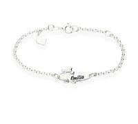 Baby Teddy Kinder Armband mit Gravur 925 Silber 16cm ideales Kinderarmband zur Geburt Taufe Taufgeschenk für Mädchen personalisierter Glücksbringer