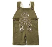 Baby Trachten Latzhose - Kinder Lederhose aus Terry-Fleece mit Stickereien - Strampler - Overall Trachtenhose Joni