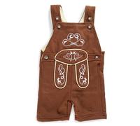 Baby Trachten Latzhose - Kinder Lederhose aus Terry-Fleece mit Stickereien - Strampler - Overall Trachtenhose Joni