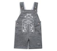 Baby Trachten Latzhose - Kinder Lederhose aus Terry-Fleece mit Stickereien - Strampler - Overall Trachtenhose Joni