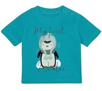 Baby Tshirt in Türkis 0-36 Monate mit Druck T-Shirt mit Spruch My First Winter Pinguin mit Mütze T-Shirt für Kleinkind 0, 1, 2, 3 Jahre