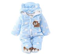 Baby Verdicken Overall Mit Kapuze Unisex Cartoon Strampler mit Fuß Schneeanzug Winter Warme Jumpsuit Outwear Kleidung Mädchen Jungen 0-12 Monate Blau 2 6-9 Monate