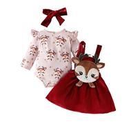 baby weihnachtsoutfit junge 3-6 monate, Weihnachtsoutfit Baby Mädchen Junge Christmas Kinder Langarm Outfit Overalls Winter Neugeborene Weihnachtspullover Santa Weihnachtsstrampler, Rot, 6 Monate