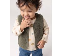 Baby Weste aus Teddyfleece mit Druckknöpfen grün Gr. 80 von Vertbaudet