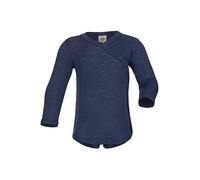 Baby Wickelbody Langarm Wolle & Seide, Engel Natur, Gr. 50/56-74/80 (62-68, Marine)
