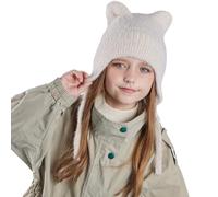 Baby Wintermütze mit Ohren 4-10Y Kinder Strickmütze Ohrenklappen Mütze mit Schnur Mädchen Jungen Warme Beanie Herbst Wintermütze Schädelkappe mit Ohrenschützer für Radfahren Ski Outdoor-Aktivitäten