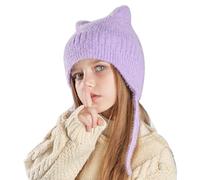 Baby Wintermütze mit Ohren 4-10Y Kinder Strickmütze Ohrenklappen Mütze mit Schnur Mädchen Jungen Warme Beanie Herbst Wintermütze Schädelkappe mit Ohrenschützer für Radfahren Ski Outdoor-Aktivitäten