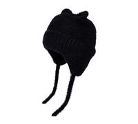 Baby Wintermütze mit Ohren 4-10Y Kinder Strickmütze Ohrenklappen Mütze mit Schnur Mädchen Jungen Warme Beanie Herbst Wintermütze Schädelkappe mit Ohrenschützer für Radfahren Ski Outdoor-Aktivitäten