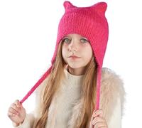 Baby Wintermütze mit Ohren 4-10Y Kinder Strickmütze Ohrenklappen Mütze mit Schnur Mädchen Jungen Warme Beanie Herbst Wintermütze Schädelkappe mit Ohrenschützer für Radfahren Ski Outdoor-Aktivitäten