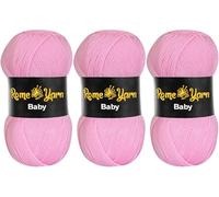 Baby Wolle | 3 × 100g | #3 DK Babygarn | 100% Antipilling Acryl | Weiche Babywolle zum Stricken & Häkeln - Uni Farbe (782 Rosa)
