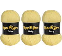 Baby Wolle (#3 DK) 3 x 100g Babywolle zum Häkeln Weich, Antipilling Acryl Wolle Strickgarn Baby uni Babywolle, Strickwolle Häkelwolle Acrylgarn zum Stricken und Häkeln (331 Hellgelb)