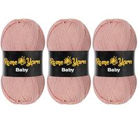 Baby Wolle (#3 DK) Babywolle zum Häkeln Weich, Antipilling Acryl Wolle Strickgarn Baby uni Babywolle, Strickwolle Häkelwolle Acrylgarn zum Stricken und Häkeln (3 Knäuel, 258 Schmutziges Rosa)