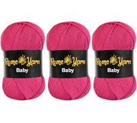 Baby Wolle (#3 DK) Babywolle zum Häkeln Weich, Antipilling Acryl Wolle Strickgarn Baby uni Babywolle, Strickwolle Häkelwolle Acrylgarn zum Stricken und Häkeln (3 Knäuel, 245 Rosa)