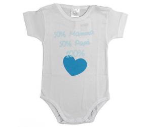 Babybody mit halben Ärmeln - 50 % Mama und 50 % Papa - 6 Monate