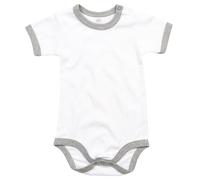 Babybugz Baby-Body mit kurzen Ärmeln, zweifarbig - Weiß / grau meliert | 3-6 Monate
