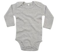 Babybugz Baby-Body mit langen Ärmeln - Grau meliert | 6-12 Monate
