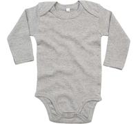 Babybugz Baby-Body mit langen Ärmeln - Grau meliert | 0-3 Monate