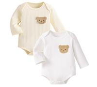 Babyfond 2 Pack Baby Short Sleeve Bodysuit,100% Cotton Soft Toddler Homewear Thickened Baby and Toddler Romper