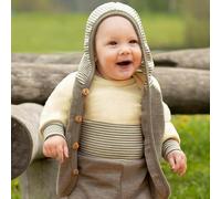Babyjacke 100% Wolle zum Knöpfen braun-natur 86/92