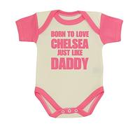 BabyPrem Baby Body Strampler 'Born to Love Chelsea Like Daddy' Kleidung ROSA 74-80cm