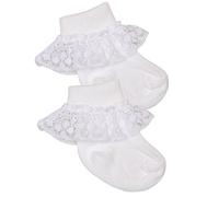 BabyPrem Baby Söckchen Baumwollreiches Rüschen-Mädchen-Spitzensocken 0-12 Monate 80cm Eur 16-18, 0-2.5 Weiß