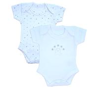 BabyPrem Frühchen Baby Kleidung 2 Bodies Body Unisex 0-32cm WEISS MOND UND STERNE PREM 0