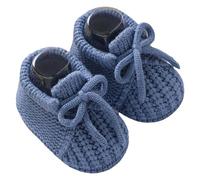 Babys Lauflernschuhe mit weicher Sohle gestrickte Stiefeletten mit Schleife Wintertauglich für Drinnen Draußen Erstlingsschuhe für 0-12 Monate rutschfeste Hausschuhe mit (Dark Blue, 18.5 Toddler)