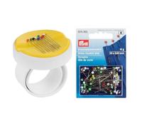 BabySnap Magnetnadelkissen Armband gelb + Prym Glaskopfstecknadeln bunt