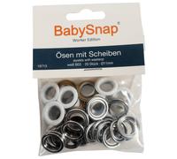 BabySnap Ösen mit Scheiben 11mm B03 weiß (39,95 € pro 100 Stk) Farbe:B03 weiß