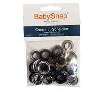 BabySnap Ösen mit Scheiben 11mm B05 schwarz (39,95 € pro 100 Stk) Farbe:B05 schwarz