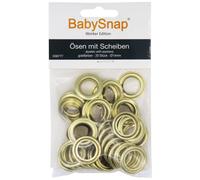 BabySnap Ösen mit Scheiben 14mm gold (40,46 € pro 100 Stk)