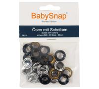 BabySnap Ösen mit Scheiben 8mm B05 schwarz (39,95 € pro 100 Stk) Farbe:B05 schwarz