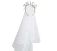 Bachelorete Stirnband - Brautschleier Haarteil mit Perlen, stabiles Design, angenehm zu tragen, Stirnband-Accessoire für zukünftige, Party, Hochzeit, Dusche, besondere Anlässe, Haarschmuck