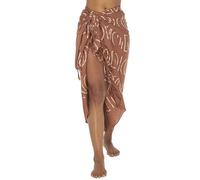 Back From Bali Damen-Badeanzug, bedruckt, Sarong, Pareo mit Boho-Fransen und Kokosnuss-Clip, Wickelrock oder Strandschal, Ziegel, Einheitsgröße