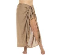 Back From Bali Damen-Badeanzug, Übergröße, Sarong, einfarbig, Pareo, Badeanzug, Strandrock, Kokosnuss-Clip, Taupe, Einheitsgröße Mehr