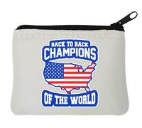 Back to Back Champions of the World USA Münzgeldbörse, Neopren, 10 x 11 cm, Weiß