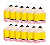 Back to School Treat Bags | 12 Stück Pencil Shaped Welcome Paper Bags - Small Party Decorations For Calculator Notebook Holiday Conferences Classroom Birthday Boys Girls Students