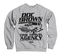 Back To The Future Offizielles Lizenzprodukt Doc Braun Time Travel Agency Sweatshirt (Heather Grau) XX-Large