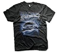 Back To The Future Offizielles Lizenzprodukt Flying Delorean Herren T-Shirt (Schwarz), X-Large