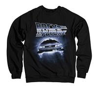 Back To The Future Offizielles Lizenzprodukt Flying Delorean Sweatshirt (Schwarz) Small
