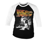 Back To The Future Offizielles Lizenzprodukt Poster Baseball 3/4 Ärmel T-Shirt (Schwarz-Weiß), Medium