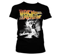 Back To The Future Offizielles Lizenzprodukt Poster Damen T-Shirt (Schwarz), Small