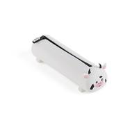 Back2Fun Flaches Federmäppchen für die Schule, EIN Fach, weiches Silikon, Reißverschluss, geprägtes Tiermuster, lustiges Schulmaterial für die Schule, weiß, 211 x 50 x 60 mm, Kuhstück