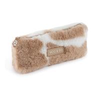 Back2Fun - Weiches Plüschetui für Schule oder den täglichen Gebrauch, Schulmäppchen mit Reißverschluss und Silikongriff, ideal für Schulbedarf, Make-up oder Zubehör, braun, 212 x 85 x 42 mm, Braunes