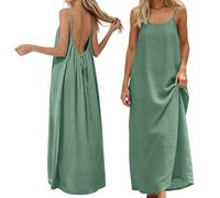 Backless Lounge Dress - Casual Sleeveless Cami House Dress for Women Soft Loose Fit Summer Gown, for Beach Vacation