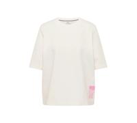 Sweater CECIL, Damen, Gr. S (38), vanilleweiß, Sweatware, Obermaterial: 84% Baumwolle, 16% Polyester, bedruckt, normal hüftbedeckend, Rundhals, Sweatshirts Sweater, Kurzarmsweater mit großem Rückenpri