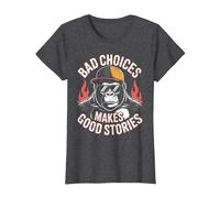 Bad Choices Good Stories Monkey Sonnenbrille Cap Retro T-Shirt, Damen, Anthrazit Meliert, S